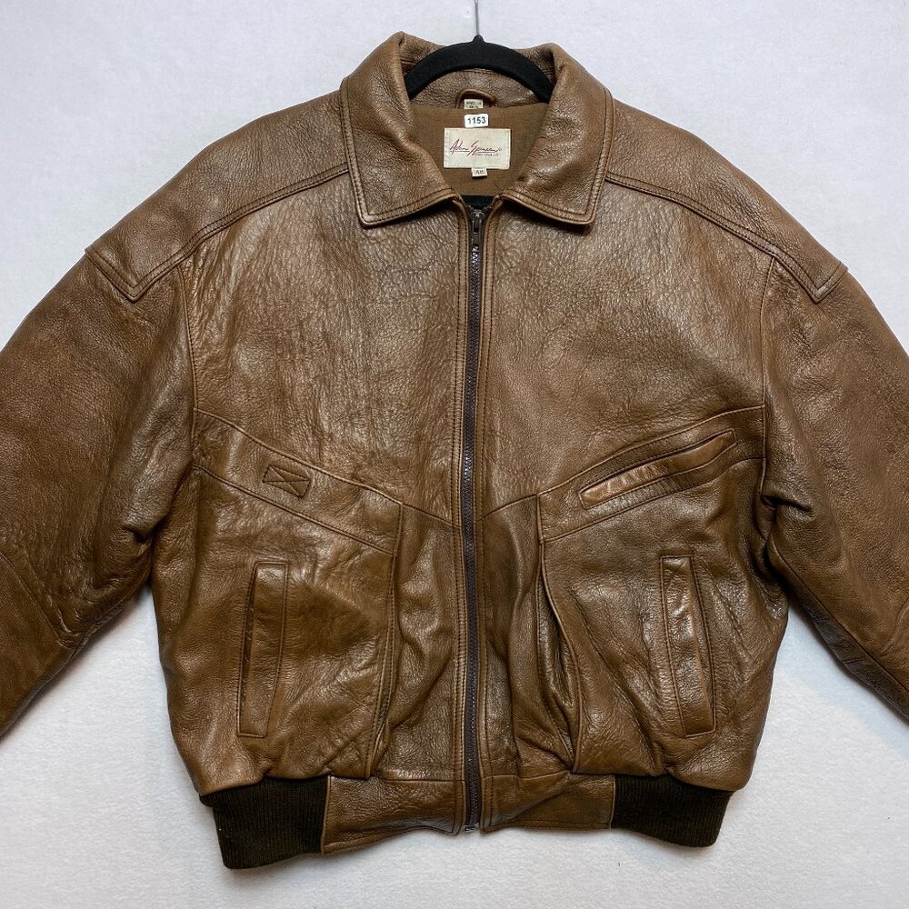 Vintage Adam Spencer Jacket Mens M Brown 100% Leather Distressed Flight